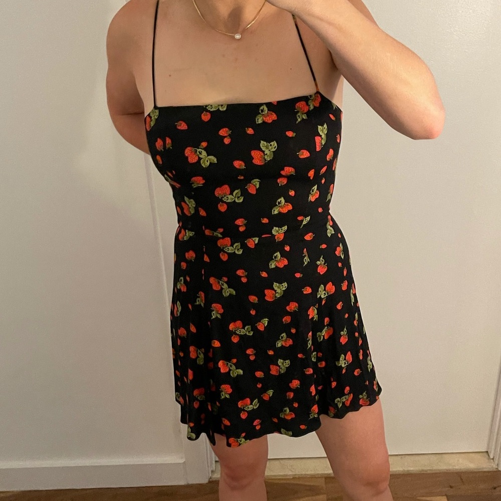 Reformation Strawberry Print Mini Dress